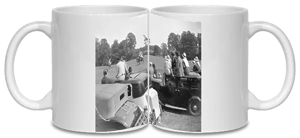 Polo at Chislehurst, Kent. The car stand. 1934