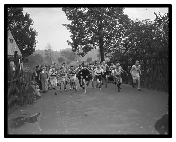 Competitors in a cross country race, Dartford, Kent. 1935