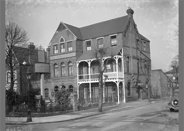 The exterior of the Crown Hotel in Grove Park, Kent. 1936