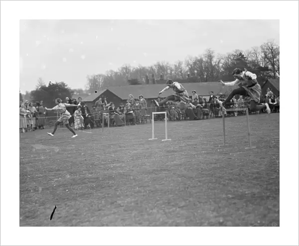 Swanley college sports. The hurdles race. 1936