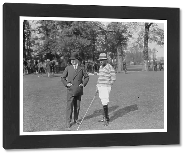 Polo at Worcester Park. Mr Hawle and Thakur Prithi Singh. 1925