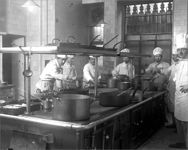 The Forum Club, 6 Grosvenor Place, Hyde Park, London. The kitchens. 5 October 1920
