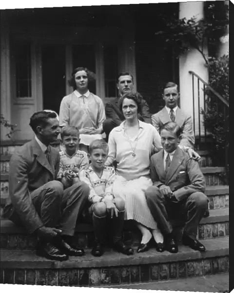 Lady Astor at her ancestral home. Lord and Lady Astor with their children, reunited
