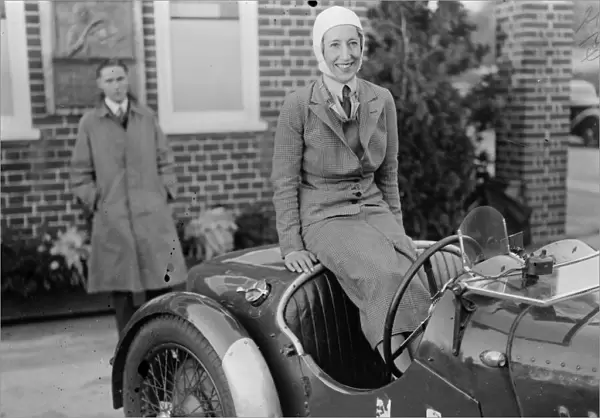 Winner of the womens mountain handicap at Brooklands. Mrs P Oxenden after her victory