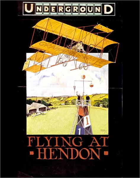 Flying Hendon 1913 a London Underground poster by Tony Sarg