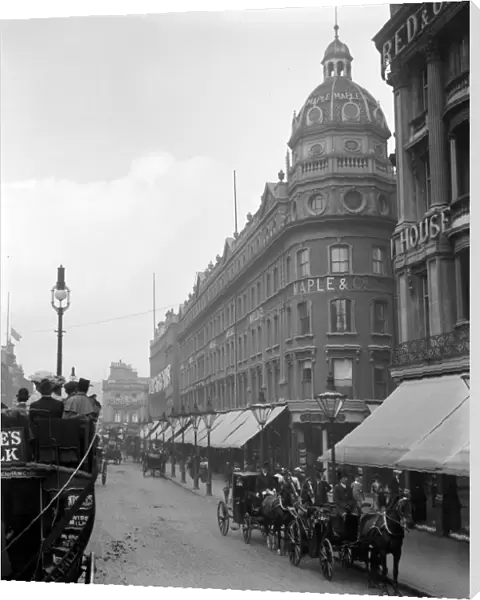 London Street scene. The busy street outside the Maples and Co. Furniture Store