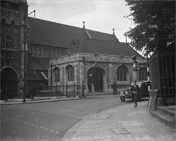 Electric transformer station housed in a church building in Streatham, London. 1938