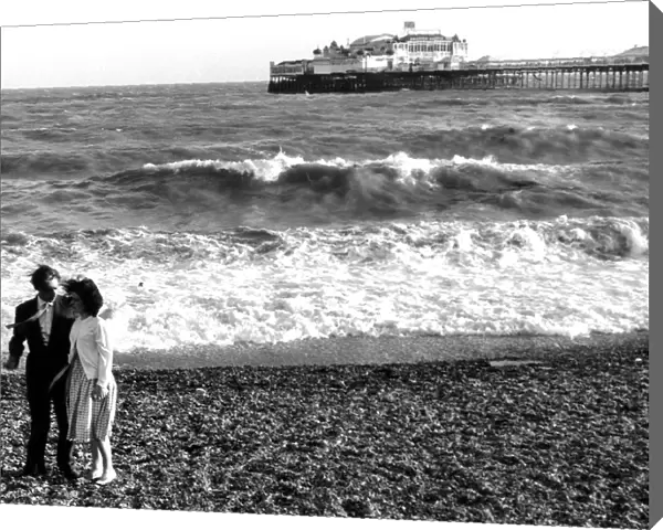 Sussex, Brighton Beach and Palace pier 1950s  /  1960s