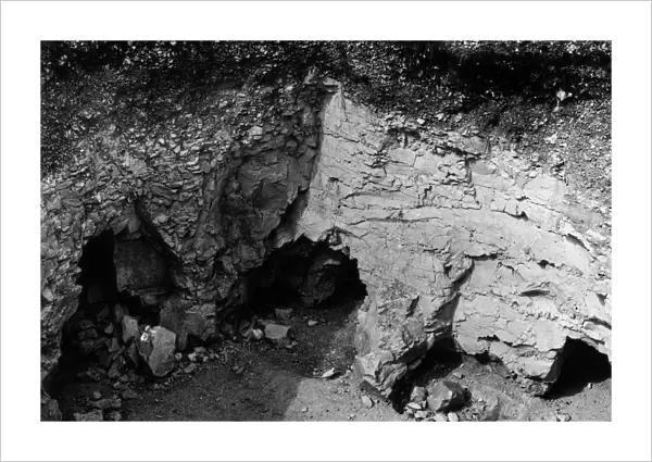 Early man: Neolithic flint mining shaft, Blackpatch Hill, near Findon, Sussex