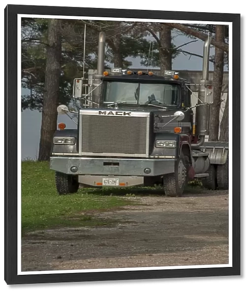 Old MACK 4x4 semi (articulated) tractor unit parked up on Manitoulin Island Ontario