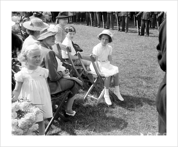 Princess Alexandra and Prince Edward of Kent iat the recreation Ground, Ives. May 1943