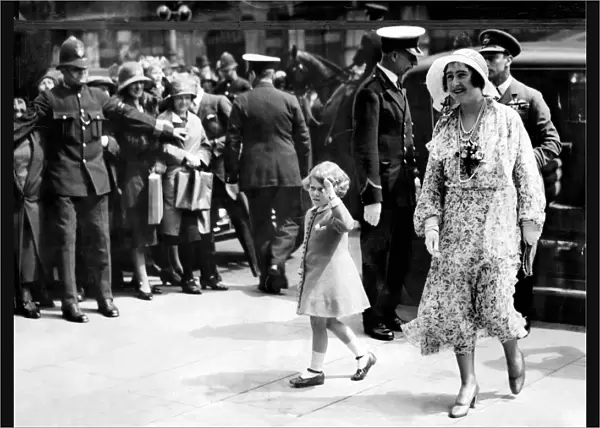 The Duke and Duchess of York arrive with Princess Elizabeth at Olympia to see the Royal Tournament