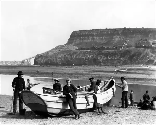 An early fishing boat called a coble at Whitby in Yorkshire, Fish where the fish are