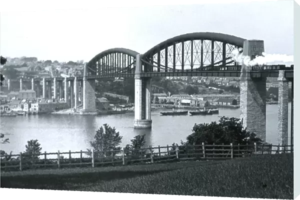 Royal Albert Bridge, Saltash, Cornwall. Around 1900