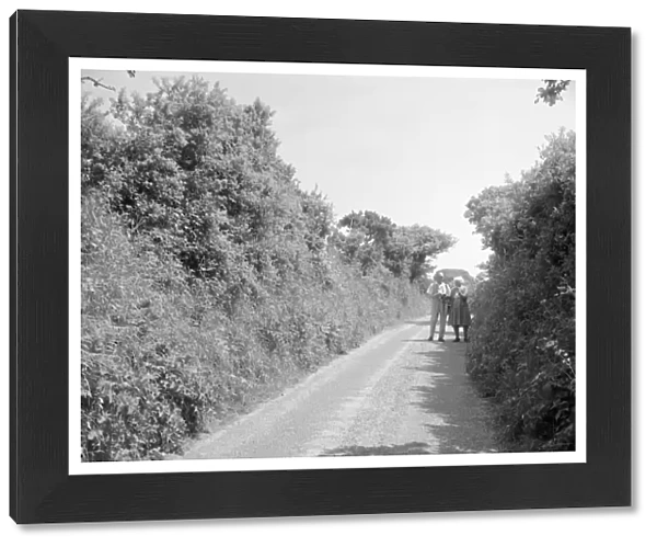 Charles Woolf and Dorothy Dudley in a country lane near Relubbus, St Hilary, Cornwall. 1969