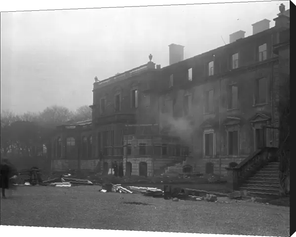 Aftermath of fire at Tehidy, Illogan, Cornwall. February 1919