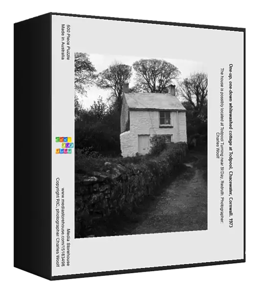 One-up, one-down whitewashed cottage at Todpool, Chacewater, Cornwall. 1973