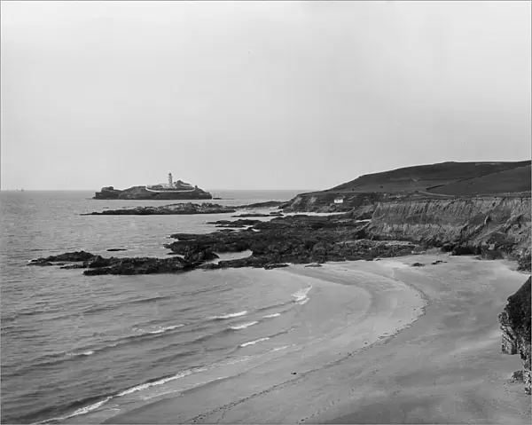 Godrevy lighthouse, Gwithian, Cornwall. 1895