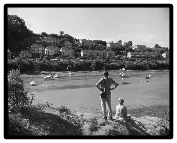 View of Malpas from Tregothnan landing side, St Michael Penkivel, Cornwall. 1975