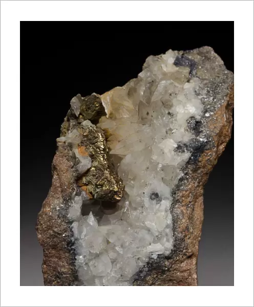 Chalcopyrite with Calcite and Galena, Staunton Harold, Leicestershire, England