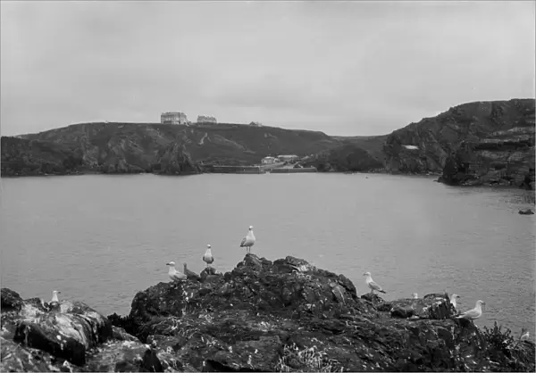 Mullion Cove (Porth Mellin), from the Island, Mullion, Cornwall. 10th June 1908