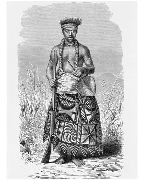 Samoan warrior in tapa clothing, from The History of Mankind, Vol. 1, by Prof