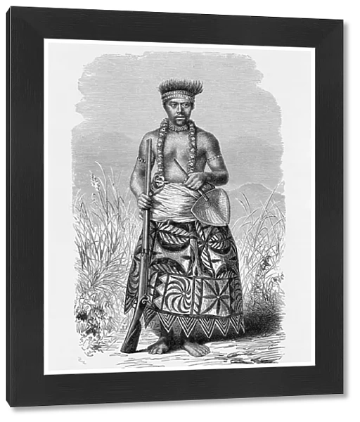 Samoan warrior in tapa clothing, from The History of Mankind, Vol. 1, by Prof