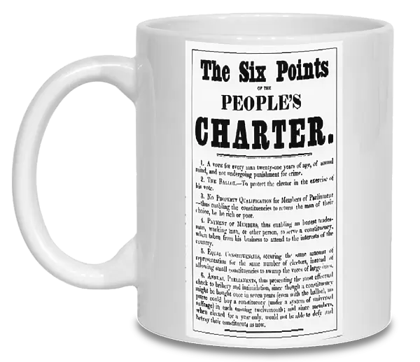 The Six Points of the Peoples Charter (litho) (b  /  w photo)