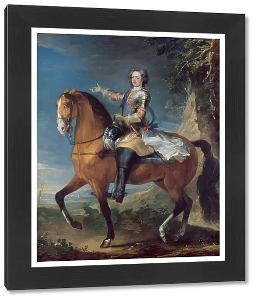 Equestrian Portrait of Louis XV (1710-74) at the age of thirteen, 1723 (oil on canvas)