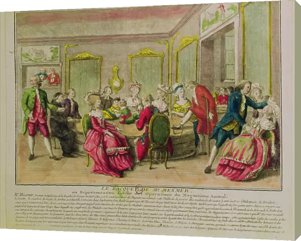 Hypnotism Session with Franz Anton Mesmer (1734-1815) 1784 (coloured engraving)