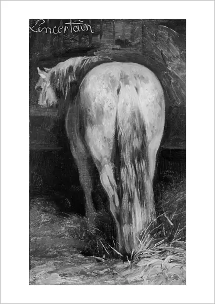 Uncertain, the Horse in the Stable (oil on canvas) (b  /  w photo)
