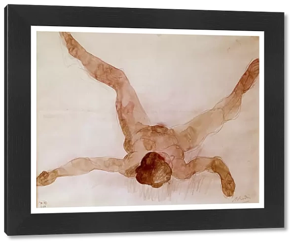 Nude Female Lying on her Back (w  /  c on paper)
