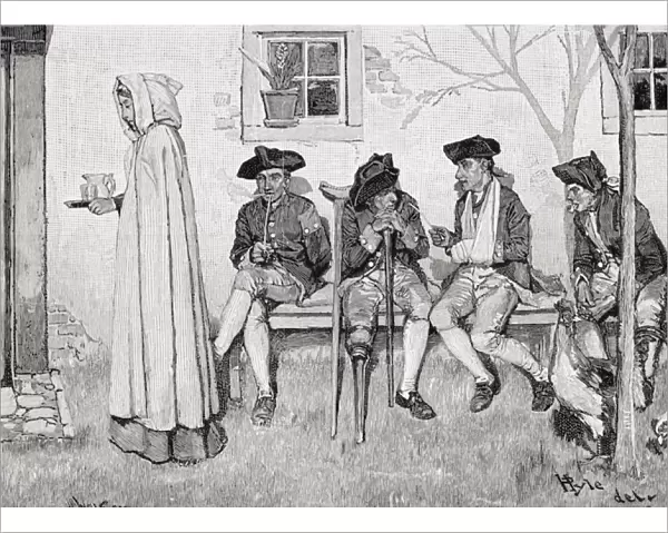 The Wounded Soldiers Sat Along the Wall, illustration from Harpers Magazine