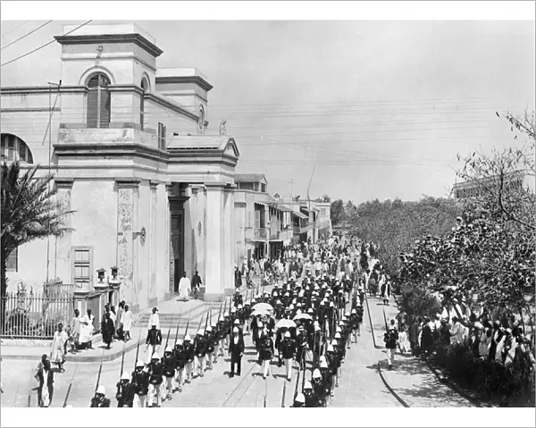 Military Parade, Saint-Louis, Senegal, c. 1900 (b  /  w photo)