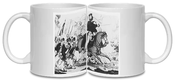Garibaldi at the Rocca d Angole, 3 July 1866 (litho)