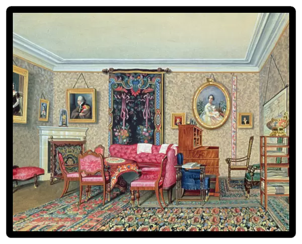 Interior in Pavlino, 1840s (w  /  c on paper)