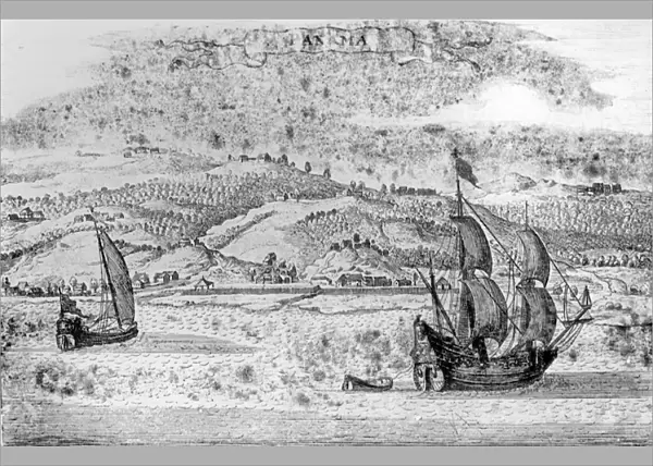 View of Panama (engraving) (b  /  w photo)