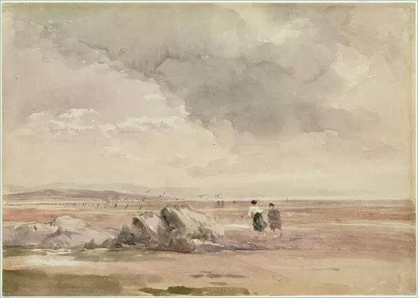 On Lancaster Sands, Low Tide, c. 1840-47 (w  /  c, pen and black ink and pencil on paper)