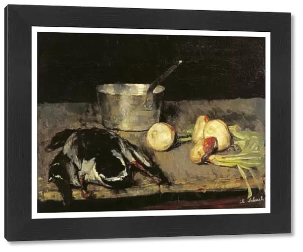 Still life with casserole and wild duck, 1885 (oil on canvas)