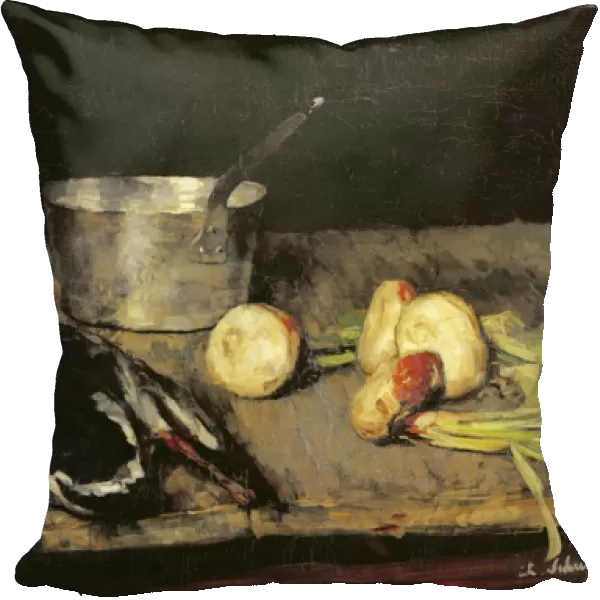 Still life with casserole and wild duck, 1885 (oil on canvas)