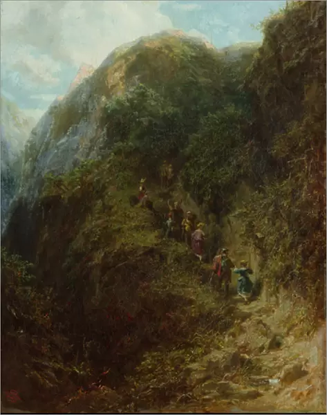 Tourists in the Mountain (oil on canvas)