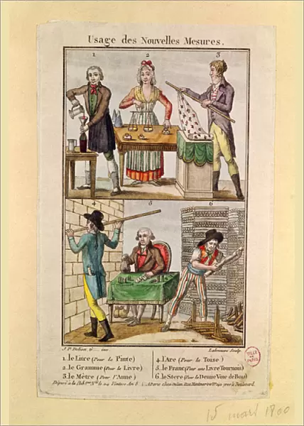 Use of the New Measures, engraved by Labrousse, 1795 (coloured engraving)