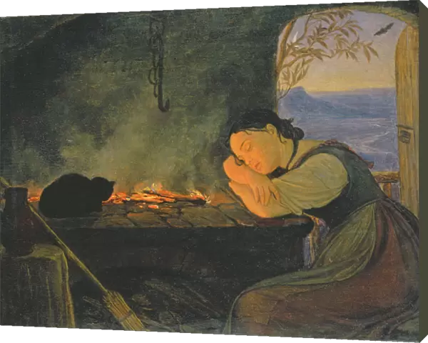 Girl Sleeping by the Fire, 1843 (oil on canvas)