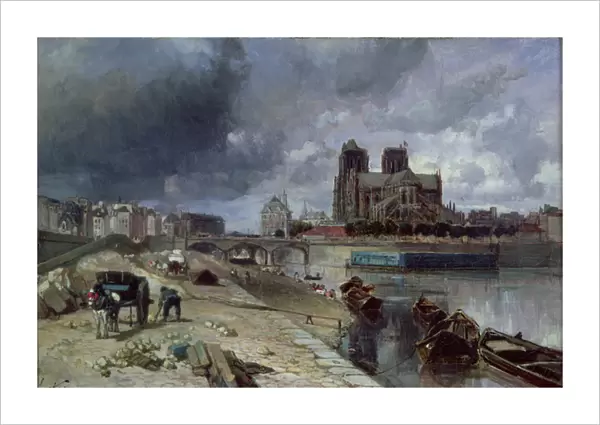 Notre-Dame from the Quai de la Tournelle, 1852 (oil on canvas)