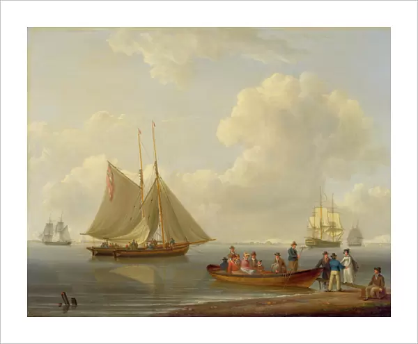 A Wherry Taking Passengers out to Two Anchored Packets, 1825 (oil on panel)