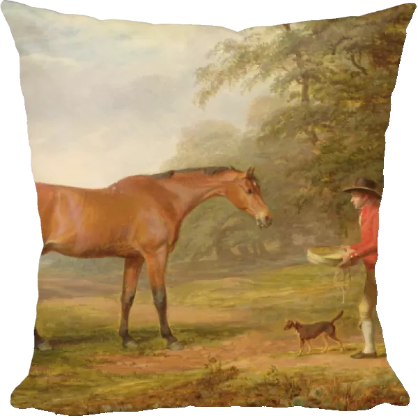 A Bay Horse Approached by a Stable-lad with Food and a Halter, 1789 (oil on canvas)