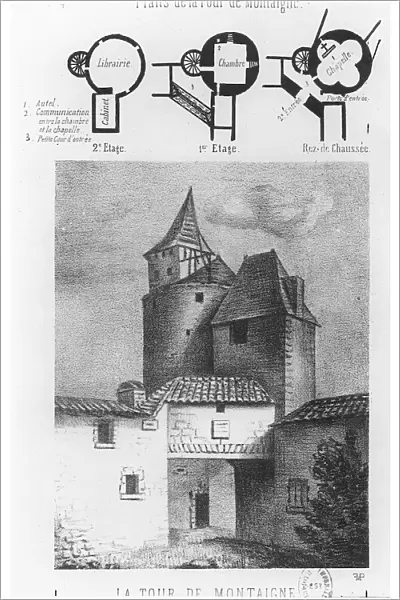 Plan of the Tour de Montaigne, at Saint-Michel-de-Montaigne (litho)