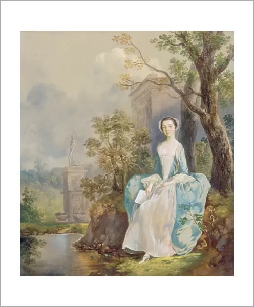 Girl with a Book Seated in a Park, c. 1750 (oil on canvas)