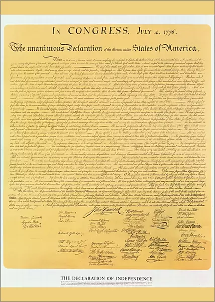 Declaration of Independence of the 13 United States of America of 1776, 1823 (copper