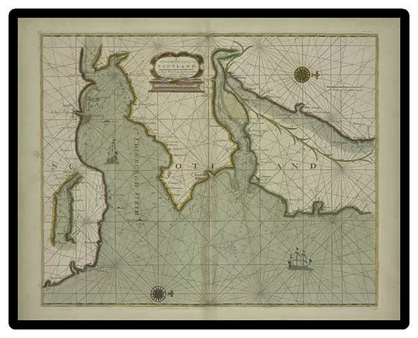 A chart of the East coast of Scotland from a sea-atlas containing an hydrographical